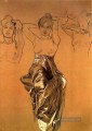 Studie der Drapierung 1900 Kreide Guaschgemälde Tschechisch Jugendstil Alphonse Mucha
